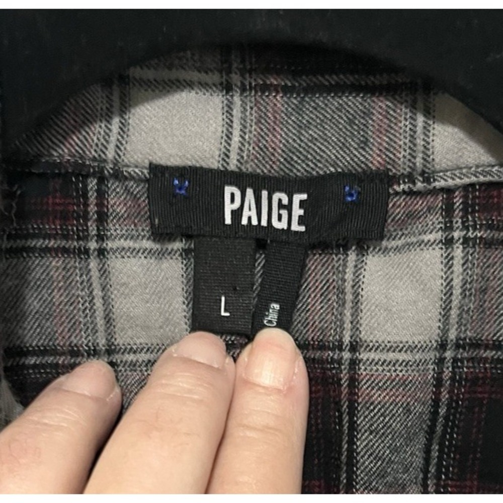 Paige Mens Everett Button Down Shirt Large‎ Plaid Rayon Cotton Soft Flannel - Picture 3 of 8